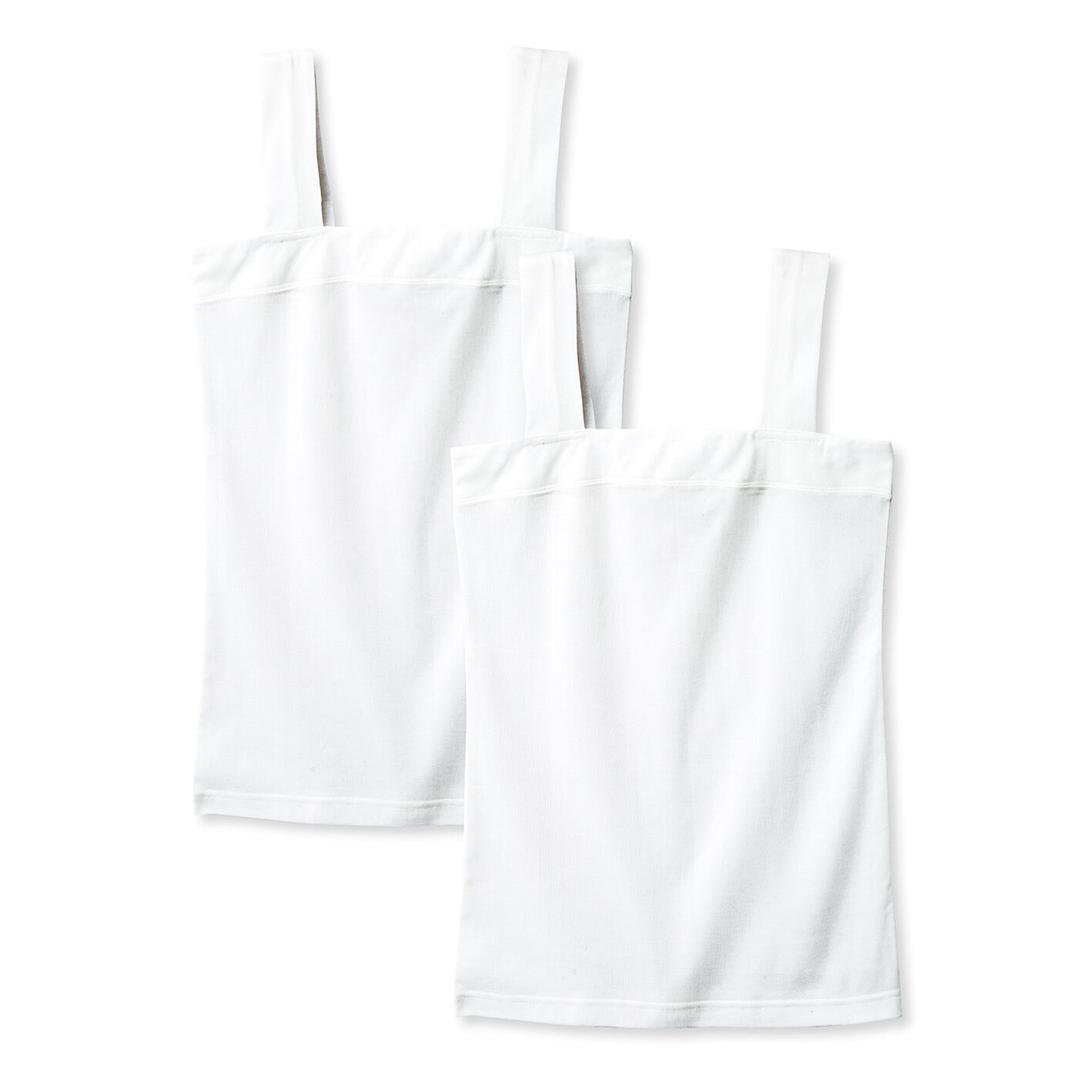 気になるチラ見えを対策　肌側綿でさらっと心地よい　吸汗速乾タンク〈2枚組〉〈ホワイト〉｜キャミソール・タンクトップ｜トップス｜レディースファッション｜レディースファッション・雑貨のアウトレット通販｜realstock [リアルストック]（Express BOX）