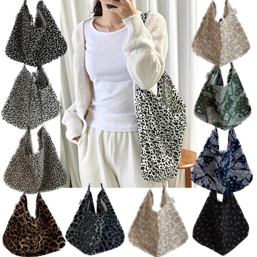 당일발송 이미스 emis 에코백 레오파드 코듀로이 가방 호피에코백