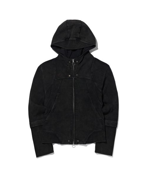 미스치프(MISCHIEF)  RHOMBUS PUNCHING HOODIE ZIP-UP_WASHED BLACK - 사이즈 & 후기 | 무신사
