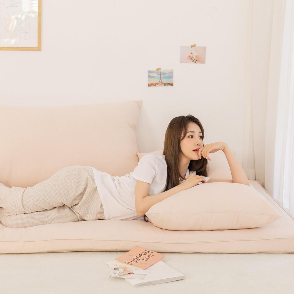 [유즈] 플레인 대방석 대형등받이 세트 (슈퍼싱글) 3color