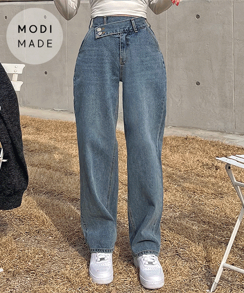 [XS~L.자체제작] '키작녀 허리쏙- 랩 와이드' 언발 투버튼 와이드 팬츠