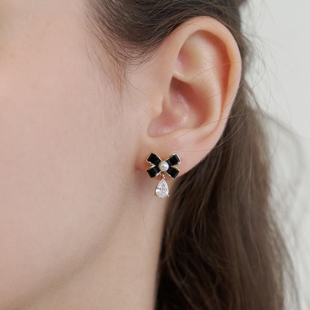 Ribbon dew Earring