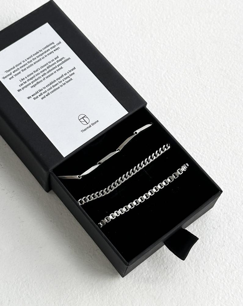 [써멀스톤] 브레이슬릿박스 써지컬스틸 데일리 체인팔찌세트 BS01