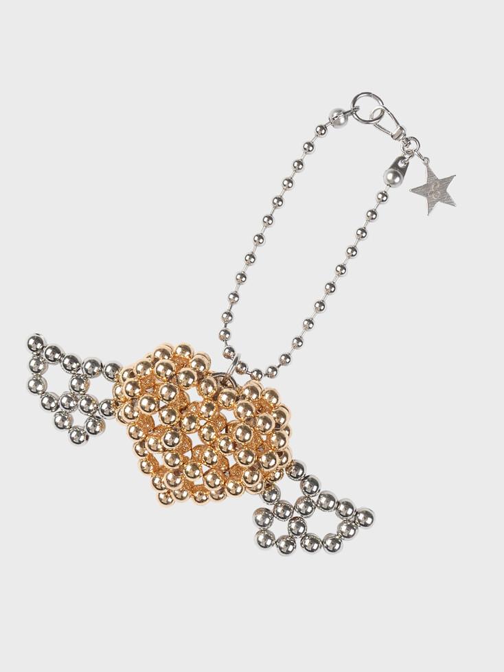 BEADED ANGEL HEART BAGCHARM (METAL GOLD)