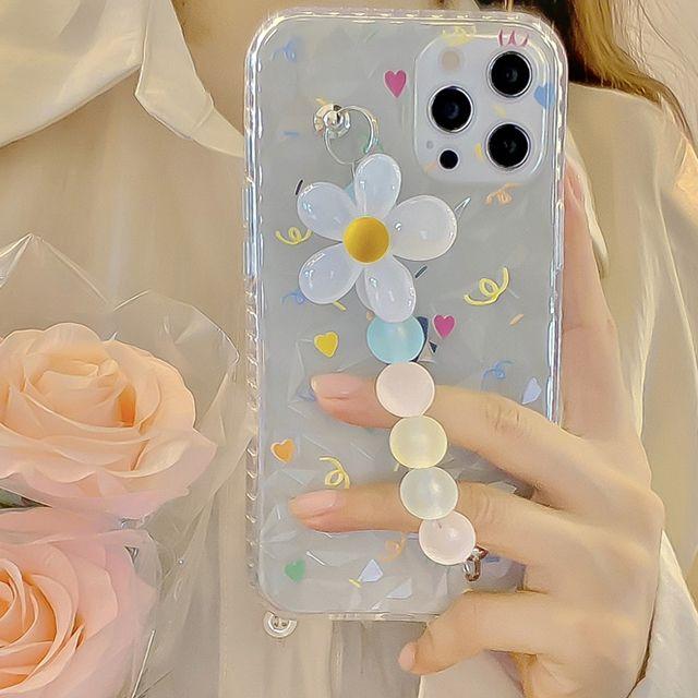 투명 플라워 스트랩 아이폰 풀커버 실리콘 젤리 투명 우정 핸드폰 휴대폰 애플 선물 케이스 아이폰케이스 7 8 SE2 플러스 X 11 PRO 12 프로 미니 프로맥스