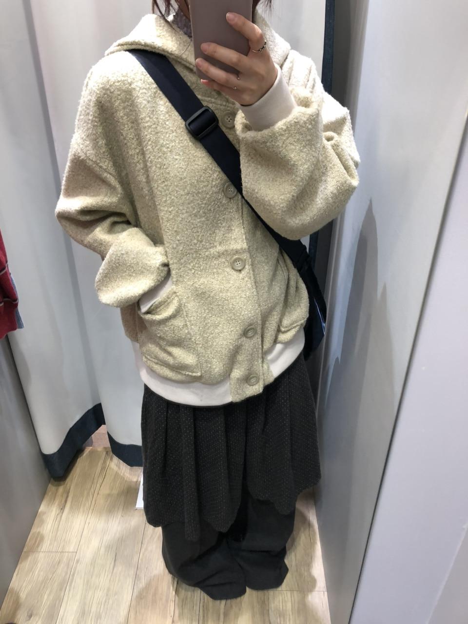 테리 버튼 후드 블루종 가디건 (2 color)