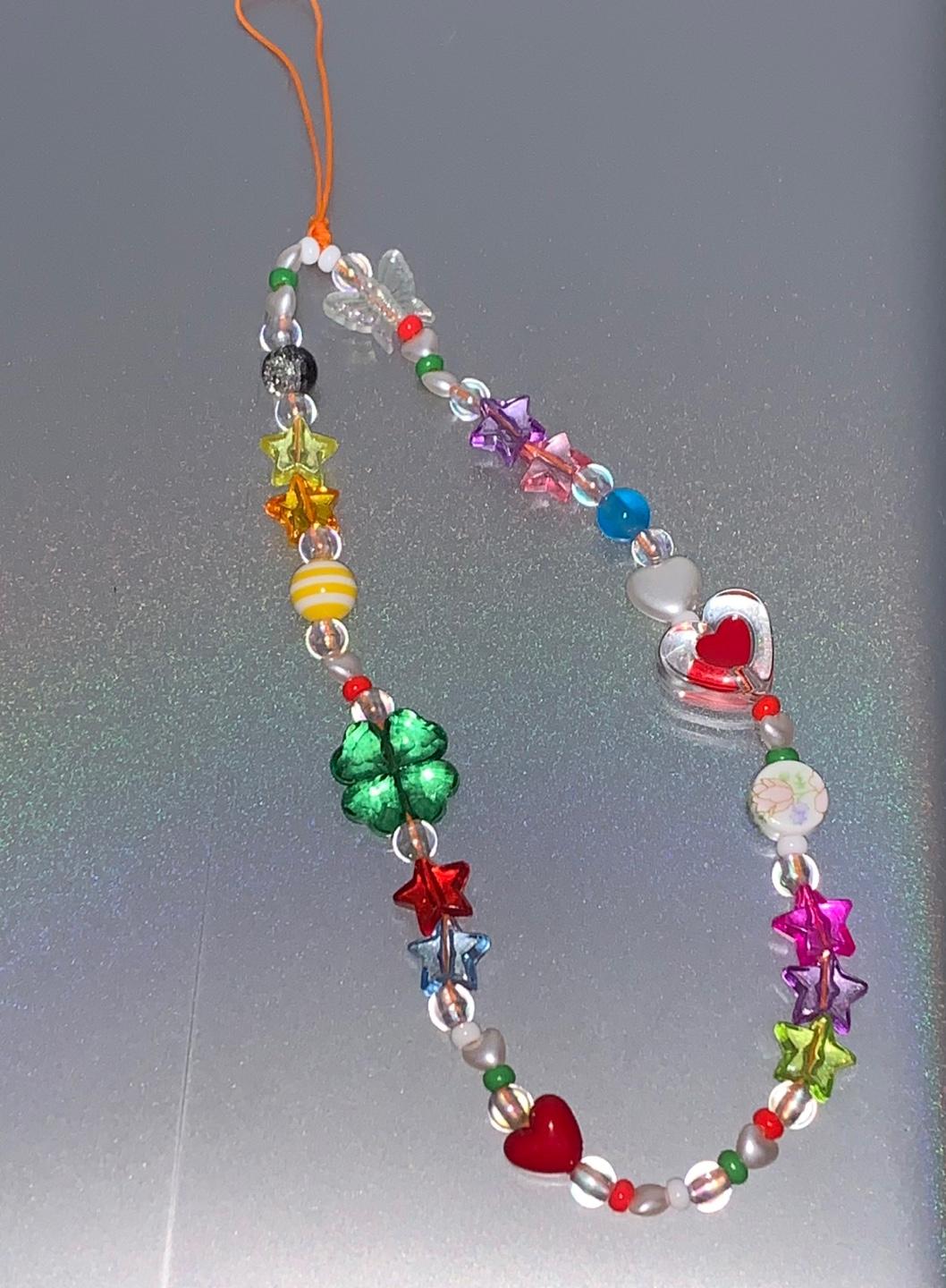 빅 초록 클로버 핸드폰 스트랩 핸드폰줄 키링