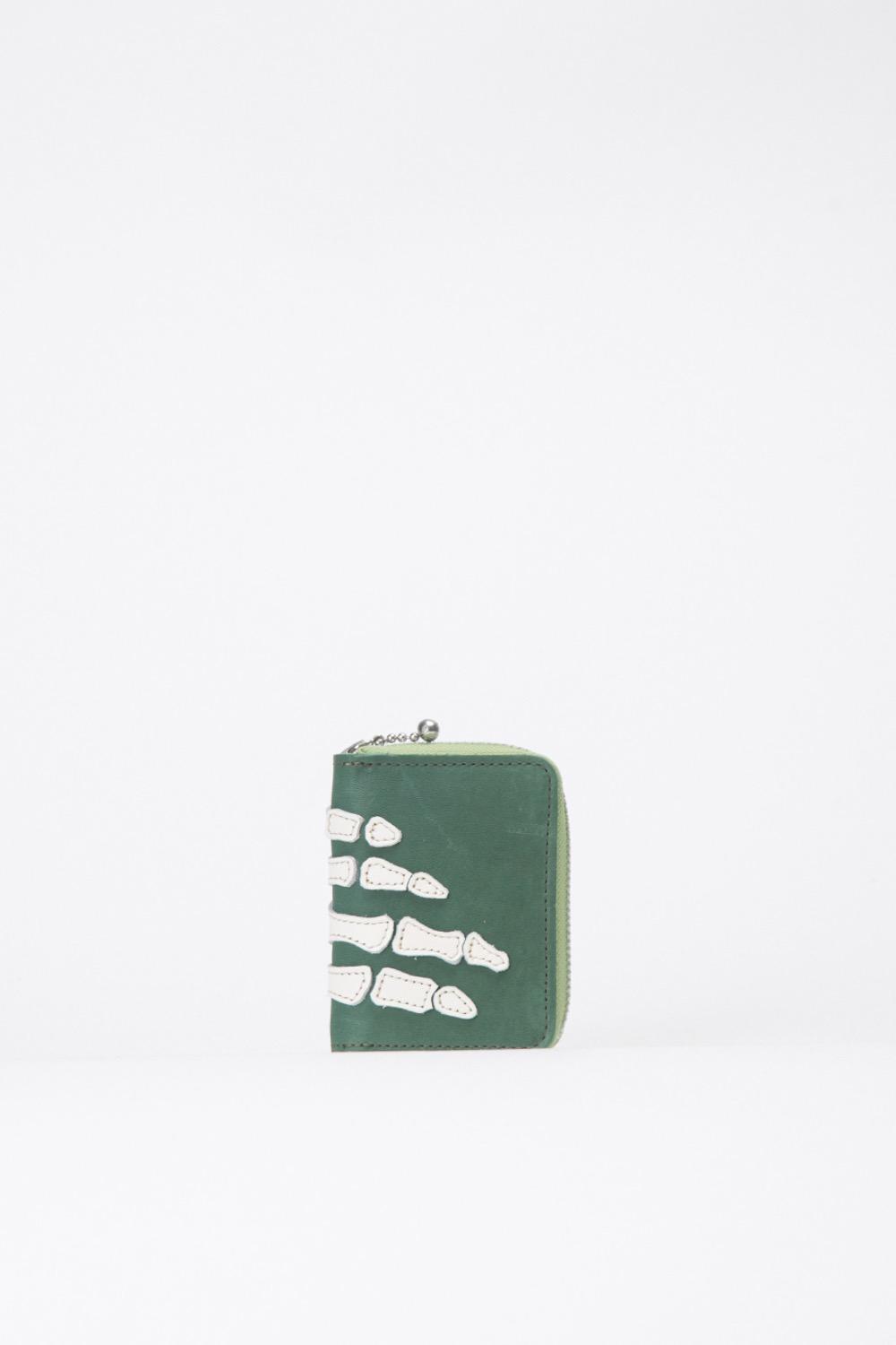 (24SS) THUMBS-UP BONE HAND ZIP MINI WALLET GREEN