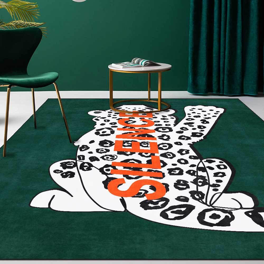 호피 러그 오렌지 레터링 카펫 호랑이 러그