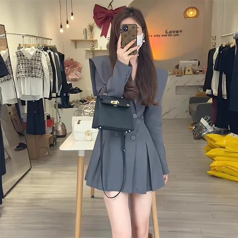 자켓원피스 플리츠원피스 데일리룩 아리벨미니원피스