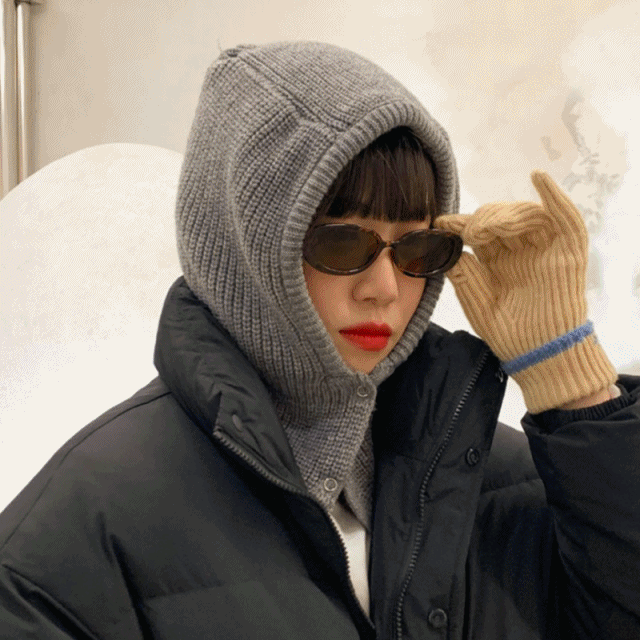 [인기템/최저가] 투버튼 니트 바라클라바 골지 후드 모자 워머 8color