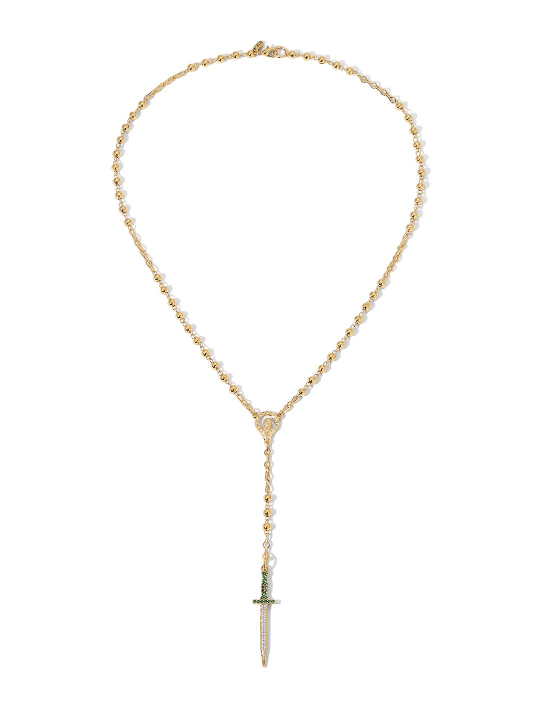 The Camila Dagger Necklace - Emerald / Rosary / One Size