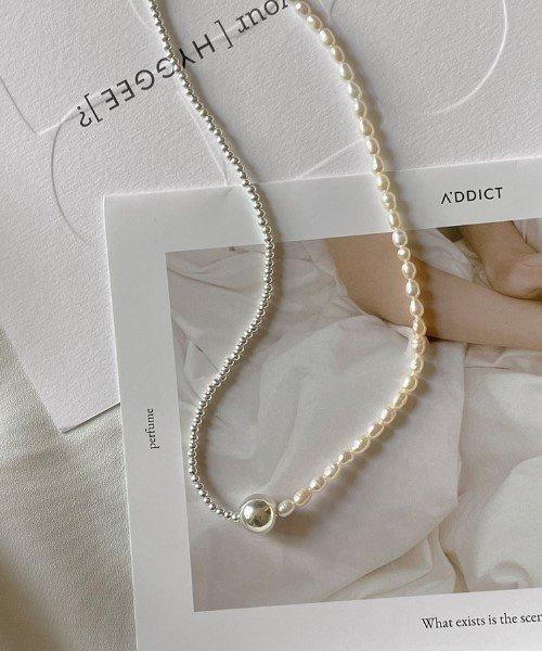 Silver 925 실버 볼 포인트 진주 목걸이