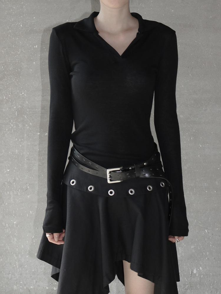 러버 울 시스루 카라 티 (3color)