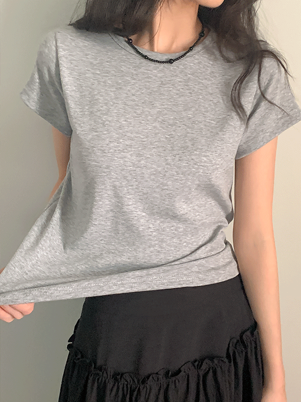 나이니 [누적1만장판매/팔뚝부각없음/후기보장] 쫀득이 찰랑 스판 베이직 반팔 티셔츠(기본/무지/라운드넥/여름/가을)