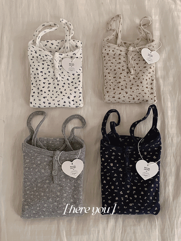 유리에 자체제작🎉 [here you] 코지 리프 단작 나시 - 4color (* 부유방커버/플라워나시/꽃나시/봄/레이어드룩)