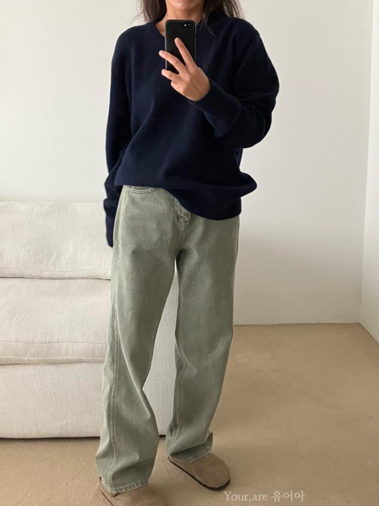 로맨티사이즈 워시드 다잉 데님 팬츠 (브라운,카키)