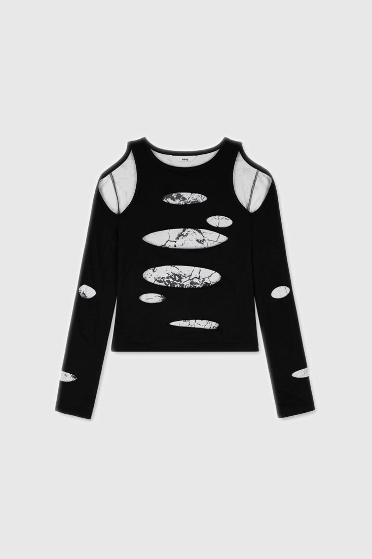 Crack Texture Printed Laser Cutting Top