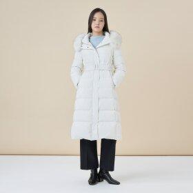 [라인어디션]폭스퍼 후드 A라인 구스다운 롱코트 (NDHCNK01)