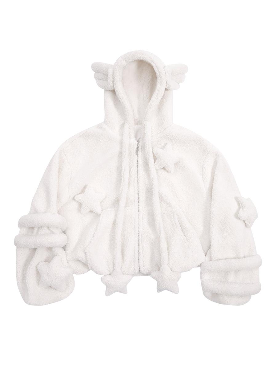 ANGEL FLEECE JACKET - WHITE / S