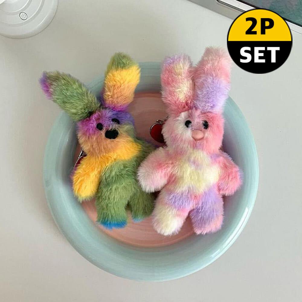 [2개1세트] 레인보우 인형 XS사이즈 레트로 핑크 인형키링