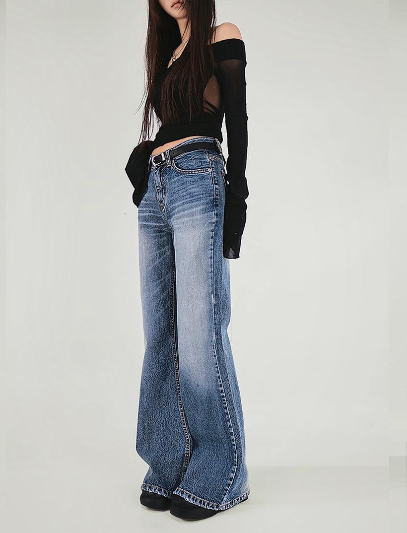 PURE CAT SEMI WIDE BOOTCUT DENIM PANTS 퓨어 캣 세미 와이드 부츠컷 데님팬츠