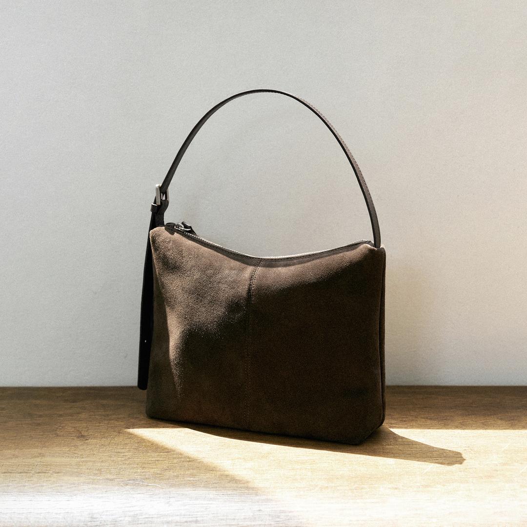 Suede shoulder bag (Brown)