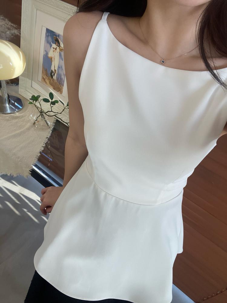 플레어 스판 보트넥나시 여성 민소매 블라우스 : 레포쎄