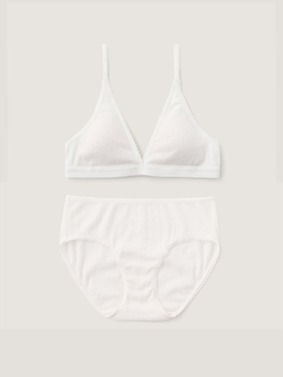 (set) Triangle punching oragnic bra & panties in Ivory_삼각 펀칭 오가닉 브라&팬티 아이보리