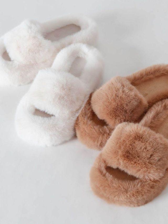 (당일출고) 푹신한 퍼 키높이 겨울 사무실 털슬리퍼 4cm