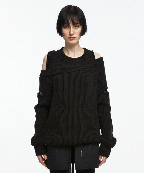 ASYMMETRIC LAYERED KNIT (UNISEX) BLACK