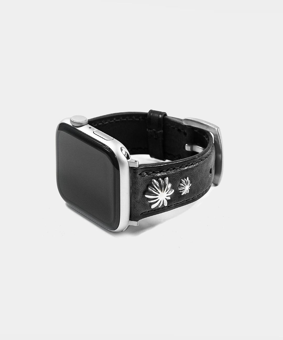 4-Heli Concho Apple Watch Strap(Black) - Black Stitch
