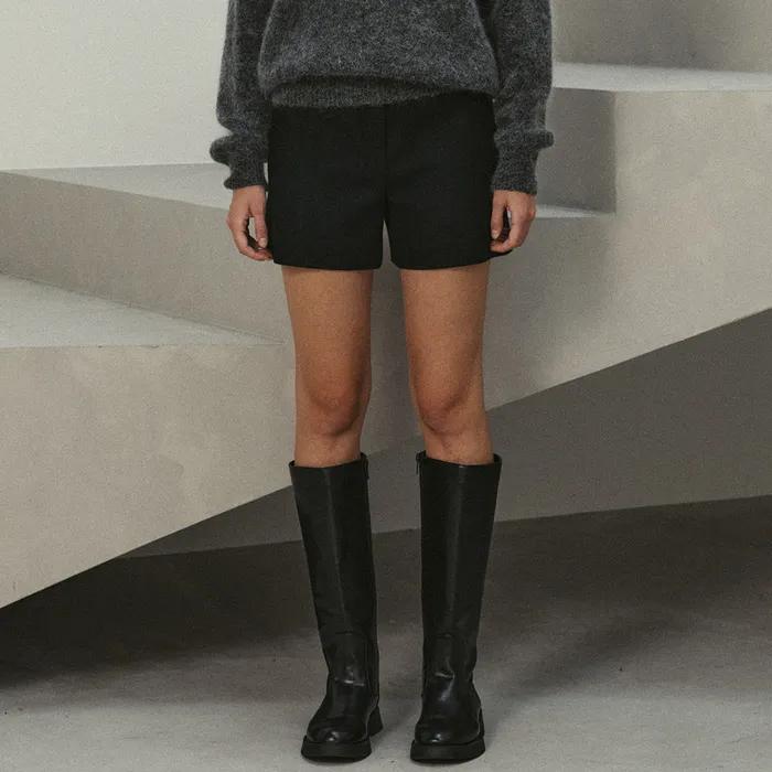 wool short pants (black)