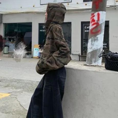 밀리터리 카모 후드 집업
