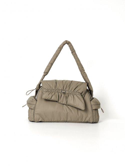 SHIRRING SHOULDER PADDED BAG BEIGE