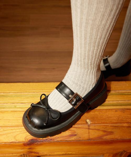 그로멧 메리제인 플랫폼 로퍼 (BLACK)