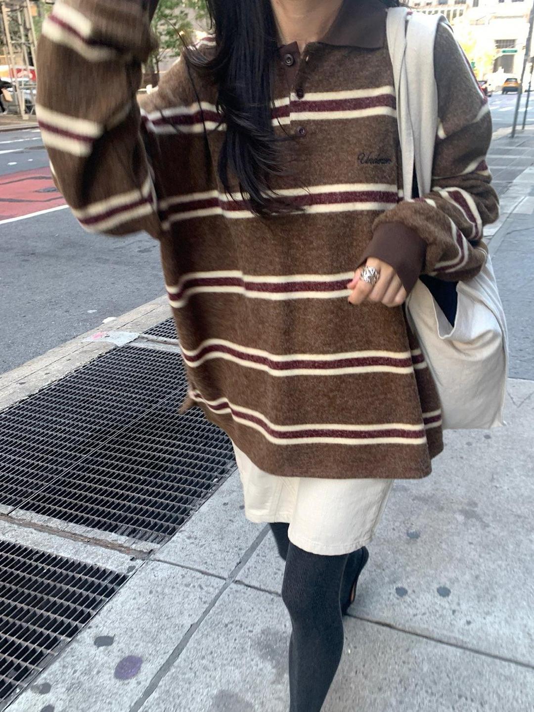 마베케이션 Underson 언더슨 어텀 카라 티 (PK 스트라이프 단가라) 2colors