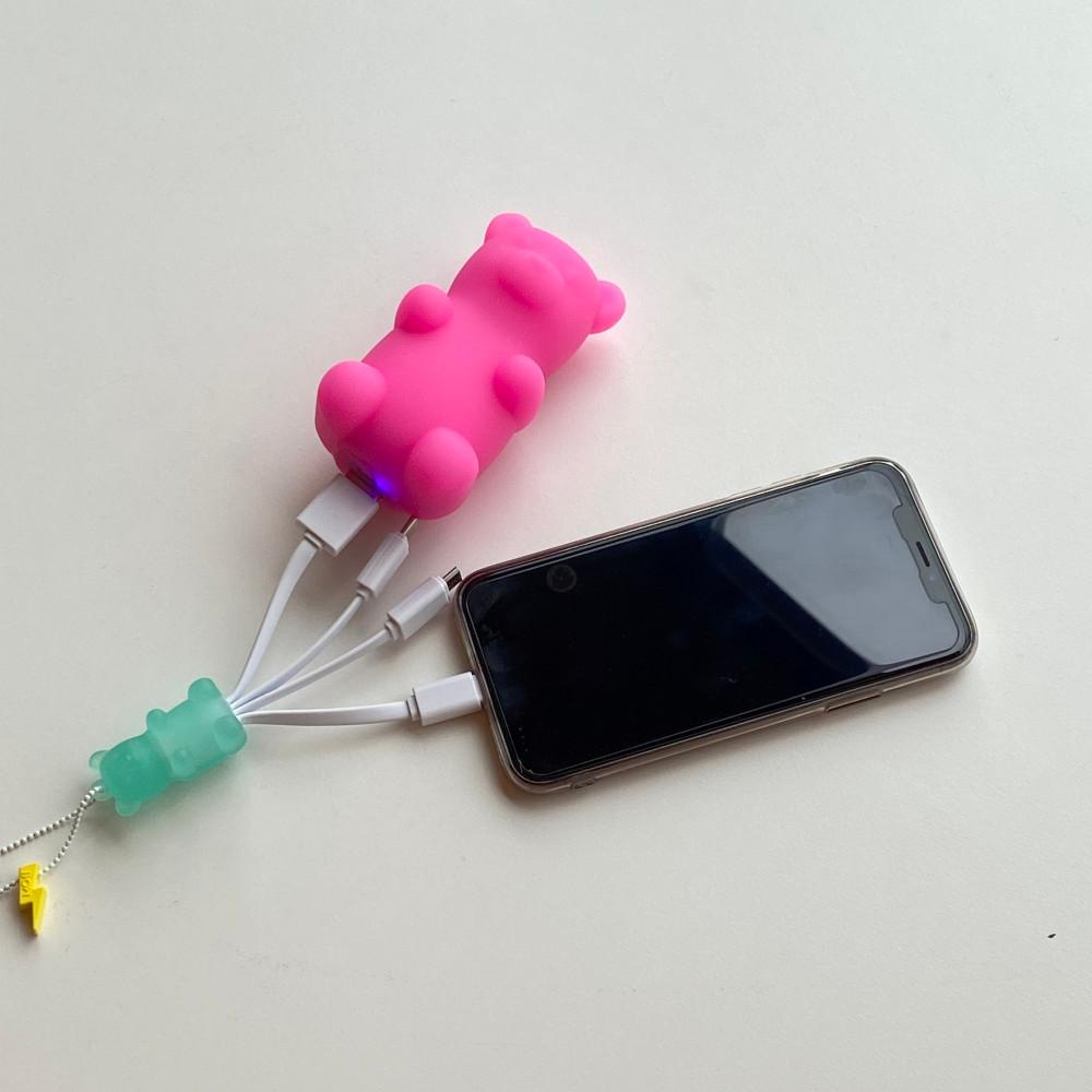 모지파워 구미베어 하트 베스트 보조배터리 멀티케이블