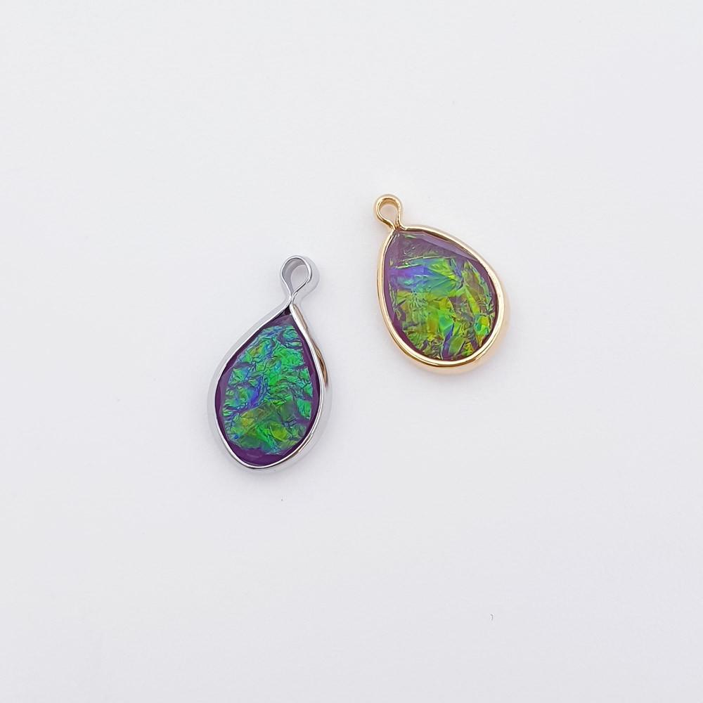 엔틱 그린 오로라 호마이카 물방울 펜던트