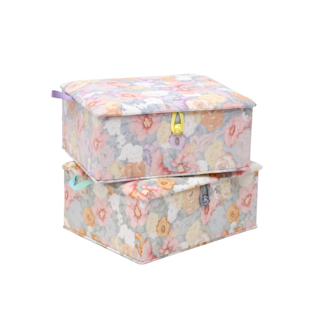 마마리 수채화 꽃 사각 바스켓