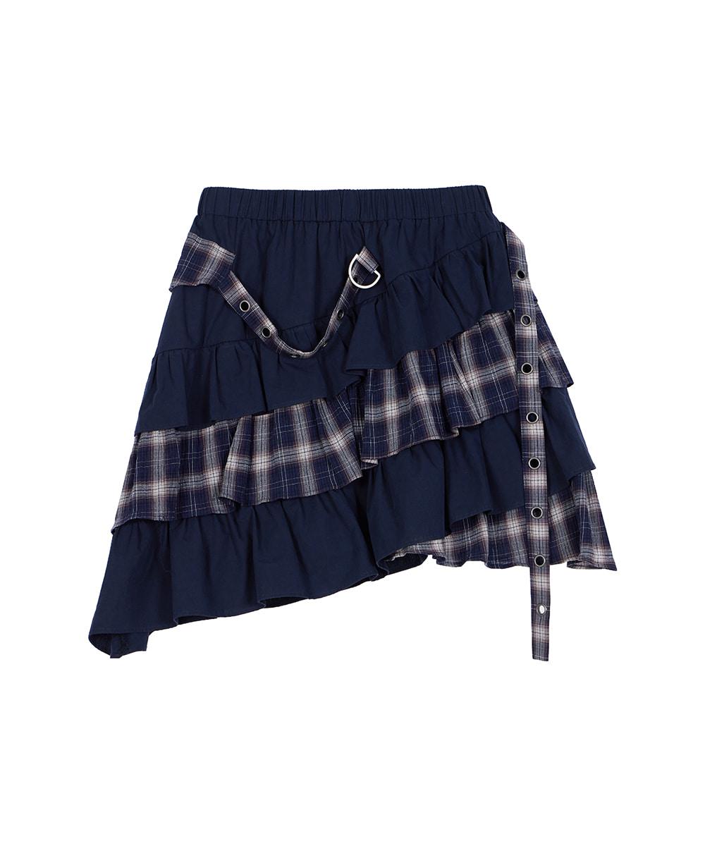 CanCan Wave Check Skirt [Navy]