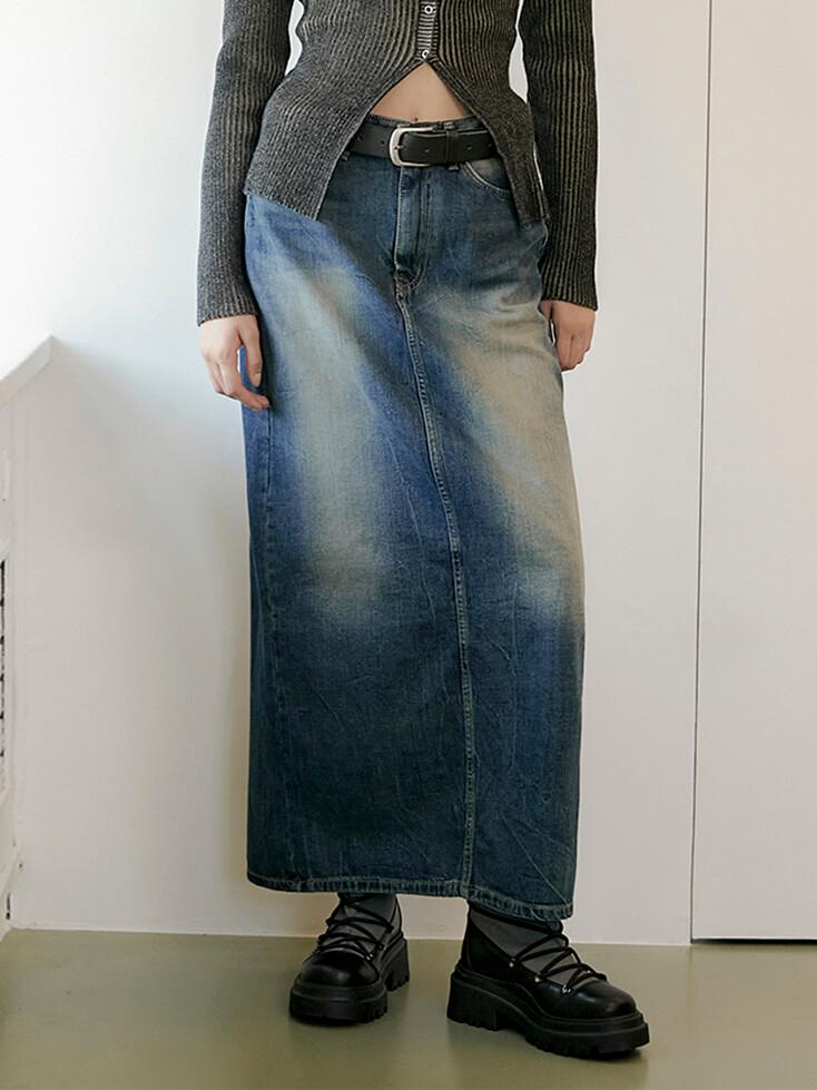 DENIM LONG SKIRT / BLUE