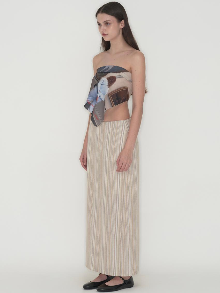 Multi stripe maxi skirt - Beige