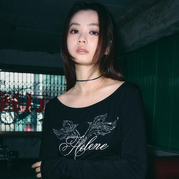 엔젤 레터링 큐빅 롱 슬리브 [블랙]