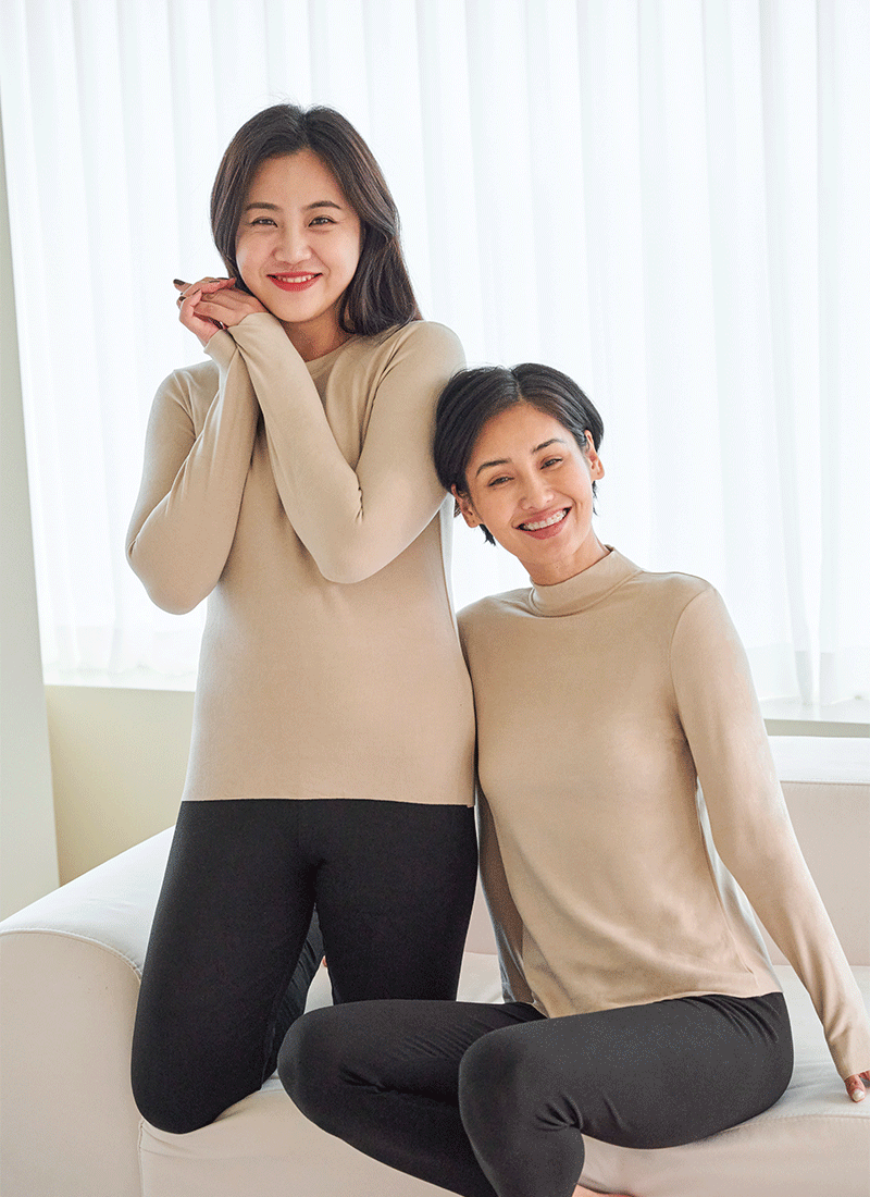 [편한하루웨어] 반폴라넥 발열 인앤아웃 티셔츠
