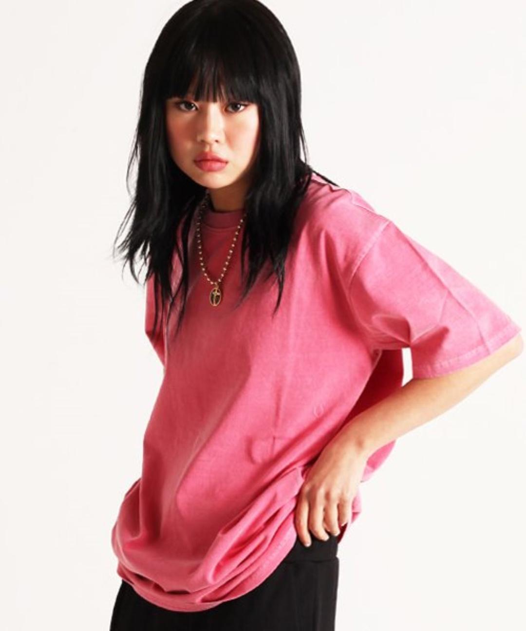 리스펙트 피그먼트 니들워크 반팔티 (페일핑크)