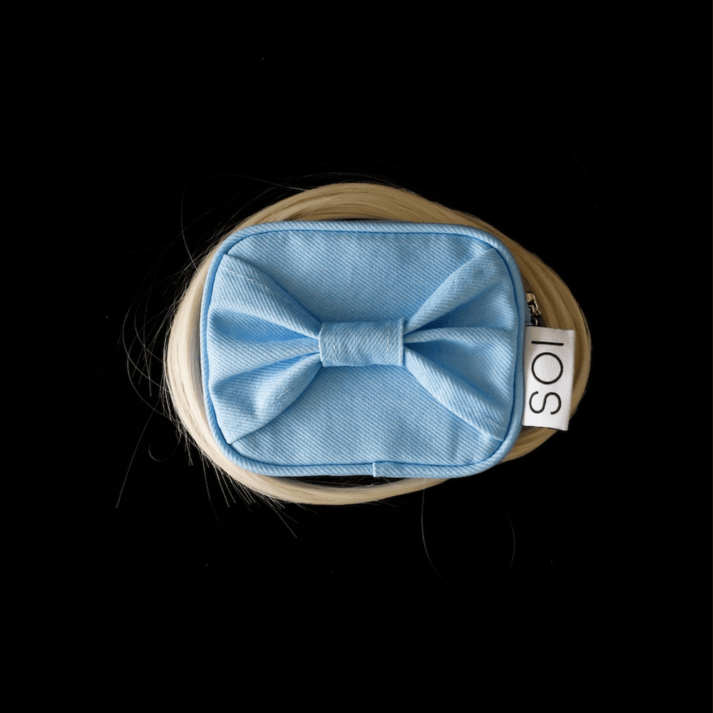 BOW CARD WALLET BLUE