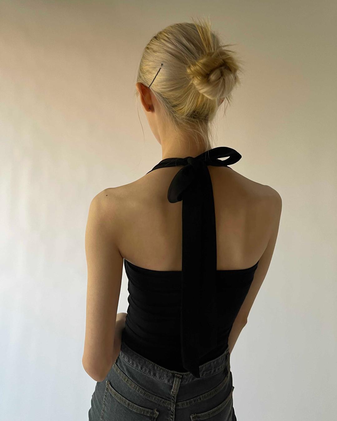 [재입고] Halter span tank top / Black
