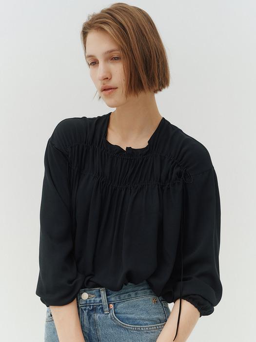 DOUBLE SHIRING BLOUSE - BLACK