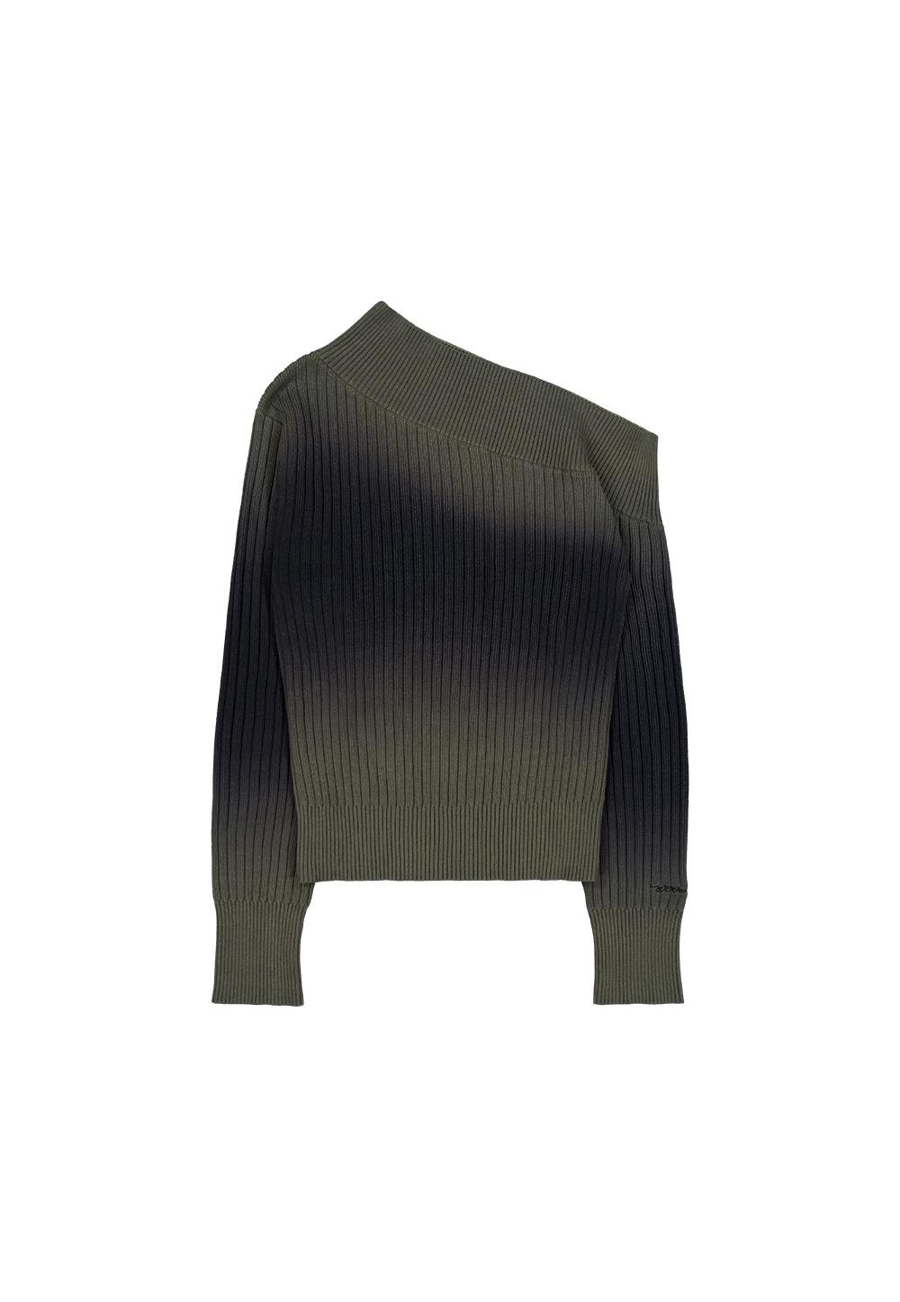 Spray One-Off Shoulder Knit - DARK OLIVE